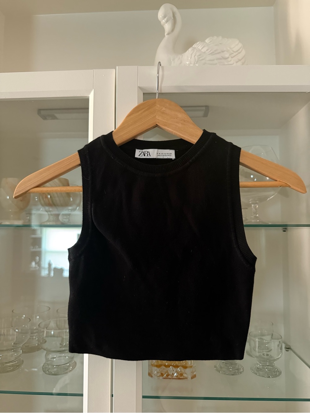 Zara Black Ribbed Tank Crop Top